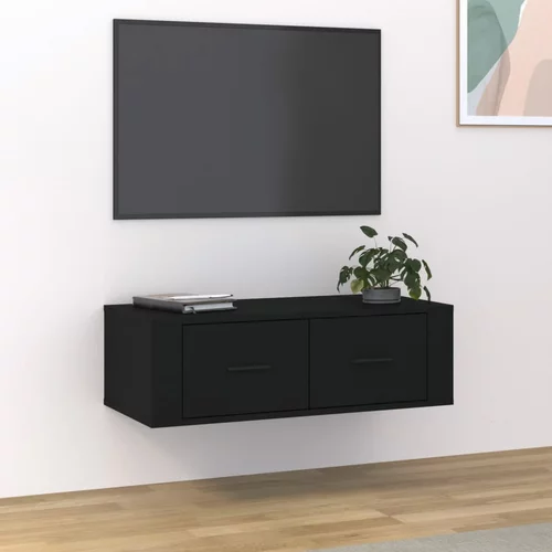 vidaXL Viseča TV omarica črna 80x36x25 cm inženirski les