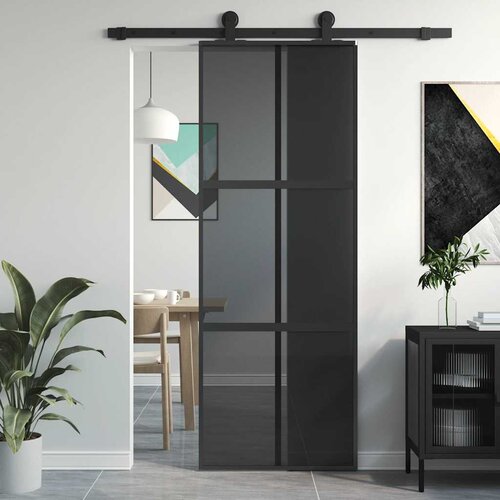  Klizna vrata crna 76x205 cm od kaljenog stakla i aluminija Cijene