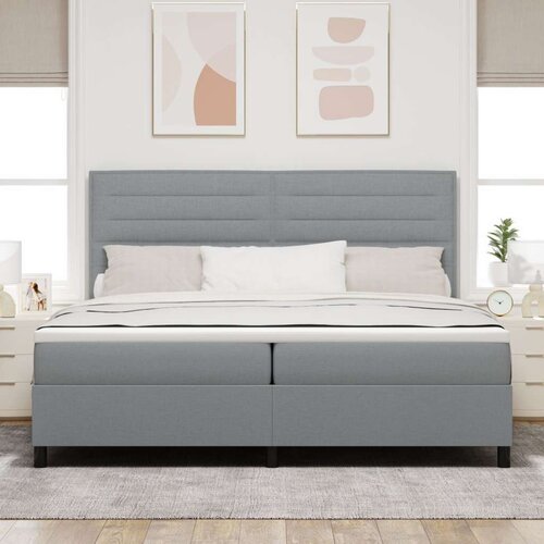  Krevet s podnicom i jastucom svijetlosive boje 200x200 cm od tkanine Slike