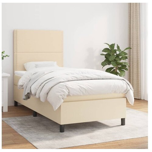  Krevet s oprugama i madracem krem 90 x 190 cm od tkanine Cijene