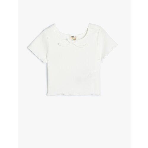 Koton Crop T-Shirt Short Sleeve Ribbed Cotton Cene