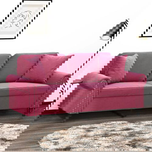 VidaXL Dvosjed s ukrasnim jastucima boja vina 140 cm bar&amp;scaron;unasti Slike