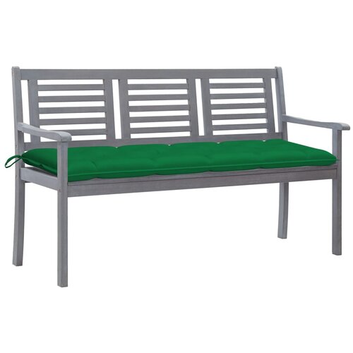 The Living Store Vrtna klop za 3 osebe z blazino 150 cm siv evkaliptusov les - Klop, (21463212) Slike