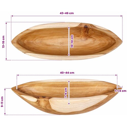  Fruit Bowl JEPARA Teak Brown 46 x 16 x 11 cm Slike