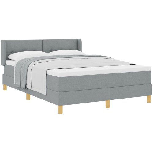 VidaXL Postelja s &amp;scaron;katlastim vzmetenjem z vzmetnico Svetlo siva 160x200 cm Tkanina, Nastavljivo vzglavje z gumbi Svetlo siva 160 cm Tkanina Slike