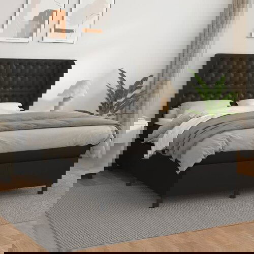 The Living Store Box spring postelja z vzmetnico črn 140x190 cm umetno usnje - Box Spring Postelja, (21516308) Slike