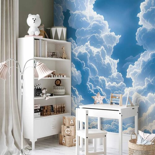  Foto tapeta - Blue Sky Breaking Through White Fluffy Clouds 250x175 Slike