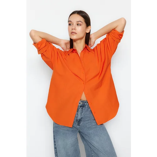 Trendyol Orange Oversize/Wide Fit Woven Shirt