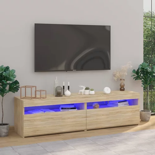 TV ormarići s LED svjetlima 2 kom boja hrasta 75 x 35 x 40 cm