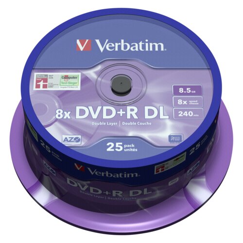 Verbatim 1x25 DVD+R Double Layer 8x Speed, 8,5GB matt silver Cene