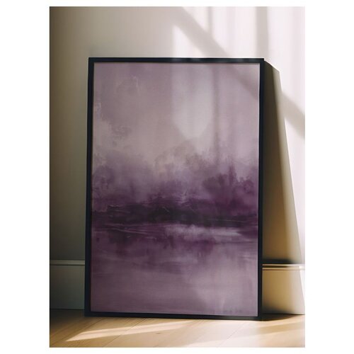 Wallxpert uramljena slika 115219, apstraktni pejzaž jezera u ljubičastim tonovima, 30 x 40 cm, crni ram Cene
