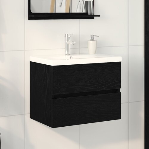 VidaXL Kuhinja Ormar s Ugrađenim Umivaonikom Crni Hrast MDF, Kuhinja Ormar Crni Hrast 60 x 38.5 x 45 cm MDF Slike