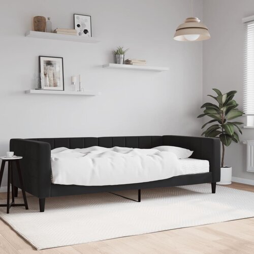 VidaXL Dnevna postelja z vzmetnico črna 100x200 cm žamet Slike