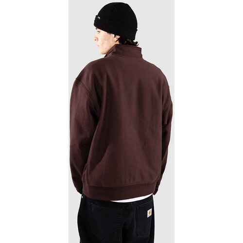 Carhartt WIP Dukserica Half Zip American Script Sweat boja: smeđa, bez uzorka, I027014.33HXX Slike