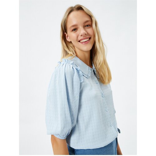 Koton Shirt with Balloon Sleeves, Baby Collar, Frill Detailed, Textured. Slike