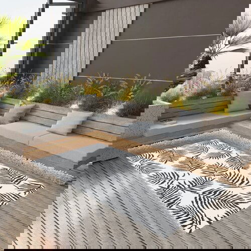 vidaXL Zunanja preproga bela in črna 120x180 cm PP Cene