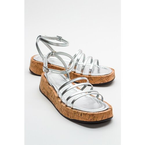 LuviShoes ANGELA Women's Metallic Silver Sandals Cene