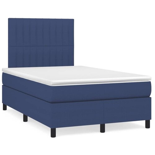 vidaXL Box spring postelja z vzmetnico LED modra 120x190 cm blago Cene