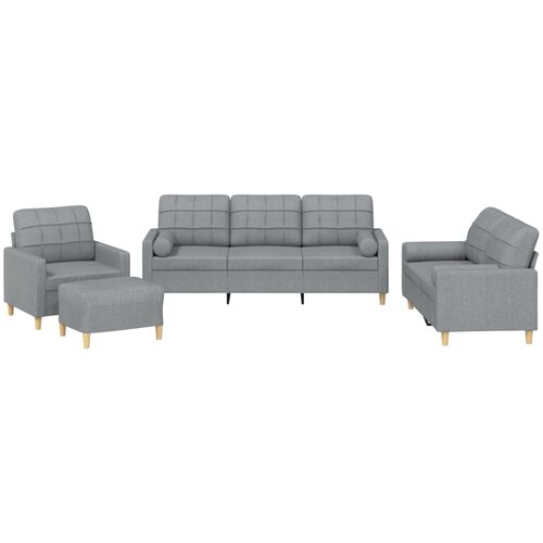 Maison Chic Sedežna garnitura - kavč 4-delna z vzglavniki svetlo sivo blago, (21729125) Cene