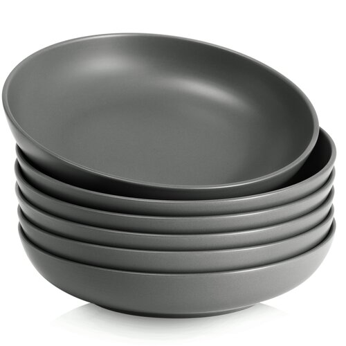Y YHY Set 6 skled za testenine, velike servirne sklede za solato, sklede za juho iz porcelana s kapaciteto 887 ml, široke in plitke, primerne za mikrovalovno pečico in pomivalni stroj, mat s, (21635328) Cene