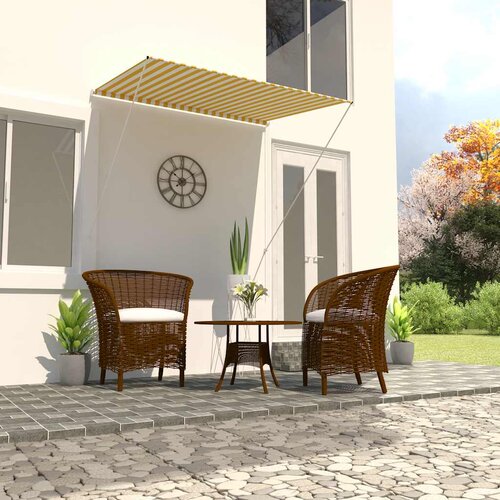 Tenda na uvlačenje 150 x 150 cm žuto-bijela Slike