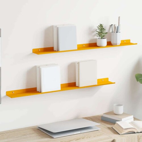  Polica na zidu s policom Zidne 2 pcs Žuta 80 x 9 x 2 5 cm - žuta boja senfa 80 x 9 cm 2 Cijene
