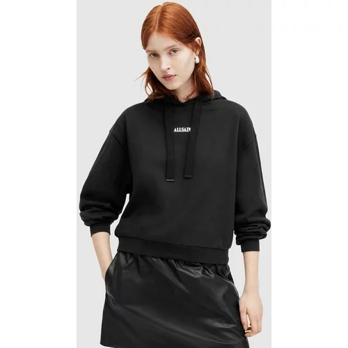 AllSaints Bombažen pulover FORTUNA PIPPA ženski, črna barva, s kapuco