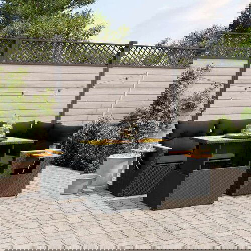  5-dijelna vrtna garnitura od poliratana s jastucima crna Slike