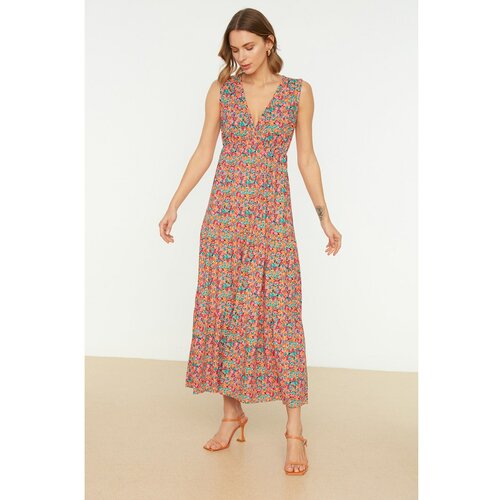 Trendyol ženska haljina Multi Color Printed Sleeveless Knit Slike