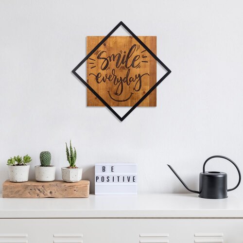 Wallity smile everday walnutblack decorative wooden wall accessory Cene