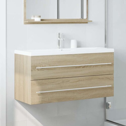 vidaXL Omarica za umivalnik sonoma hrast 100x38,5x48 cm iverna plošča Cene