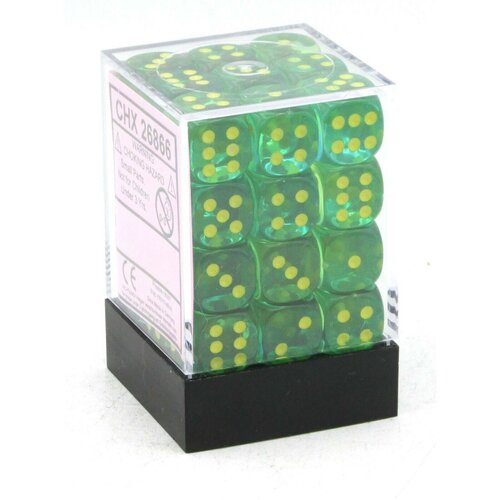 Chessex kockice - gemini - translucent - green-teal & yellow - dice block 12mm (36) Slike