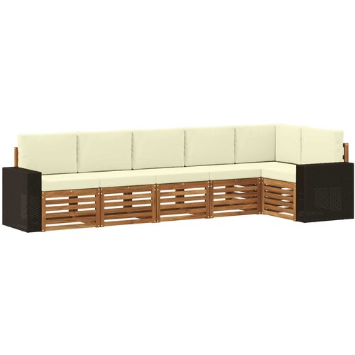 vidaXL Kotna sedežna garnitura z blazino 6 pcs Naravna in smetana, (5000283630) Cene