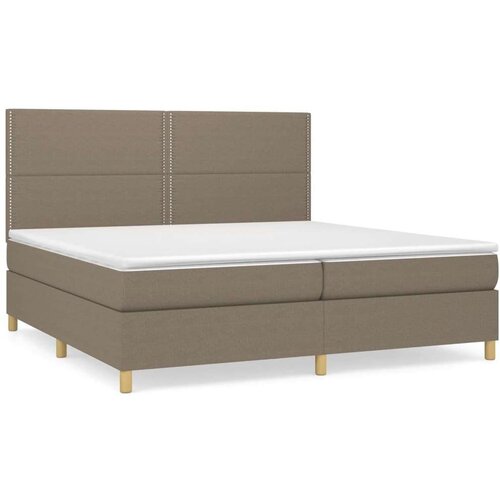  Krevet s oprugama i madracem smeđesivi 200x200 cm od tkanine Slike