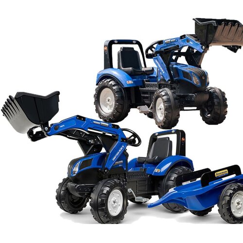 Falk traktor na pedale s prikolicom New Holland - plavi 3+ Slike