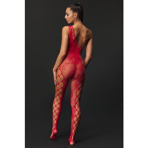 Passion Mrežast catsuit z odprtim mednožjem in s cvetličnim vzorcem Slike
