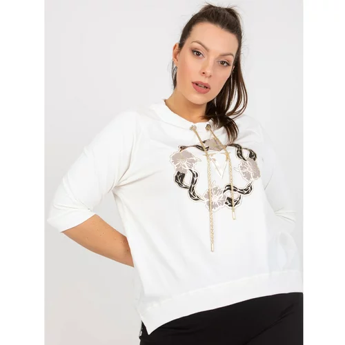 Fashion Hunters Plus size white cotton blouse with a printed design