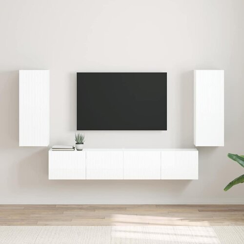 TV zidni ormar Zidne 2 pcs Sjajno bijelo 30 x 31 x 80 cm Cijene
