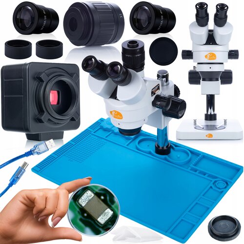 Rosfix Trinokularni Mikroskop Mercury Pro &amp;ndash; Zoom 7x&amp;ndash;45x, Kamera Crux PRO 5MP, Silikonska Podloga 480x320 Mm | Profesionalni Komplet, (5000212301) Slike