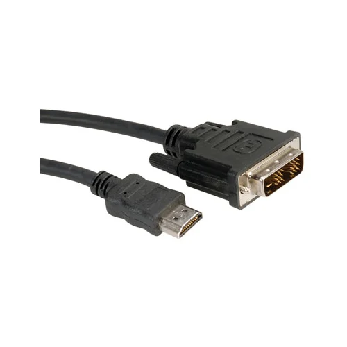 Roline DVI / HDMI priključni kabel DVI-D 18+1-polni utikač, HDMI A utikač 2.00 m crna 11.04.5522 sa zaštitom, utikač pri