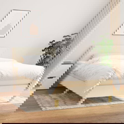 VidaXL Box spring postelja z vzmetnico krem 100x200 cm blago Slike