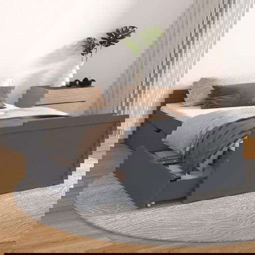 VidaXL Posteljni okvir s predali temno siva borovina 90x200 cm Slike