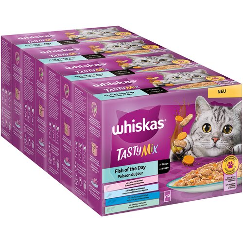 JUMBO pakiranje Whiskas Tasty Mix porcijske vrečke 96 x 85 g - Fish of the Day v omaki Cijene