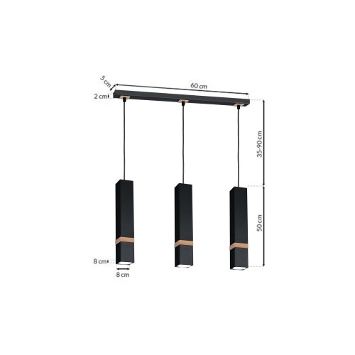  Luster na sajli VIDAR 3xGU10/25W/230V crna Slike