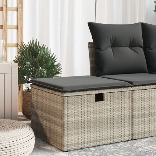  Vrtni tabure s jastukom svijetlosivi 55x55x37 cm od poliratana Cijene