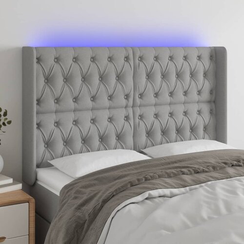 The Living Store LED posteljno vzglavje svetlo sivo 163x16x118/128 cm blago - LED Vzglavje, (21659882) Slike