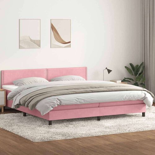  Box spring postelja z vzmetnico roza 180x210 cm žamet, (21792598) Cene