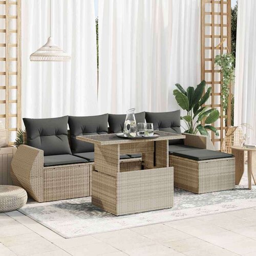 vidaXL 6-dijelni set vrtnih sofa od poliratana s jastucima svjetlosivi Cijene