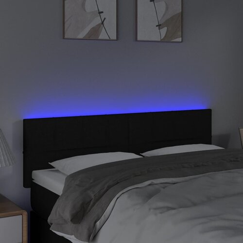  LED uzglavlje crno 144x5x78/88 cm od tkanine Slike