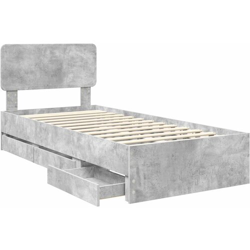  Krevetna konstrukcija s ladicama Betonsko Siva 75 x 190 cm Slike